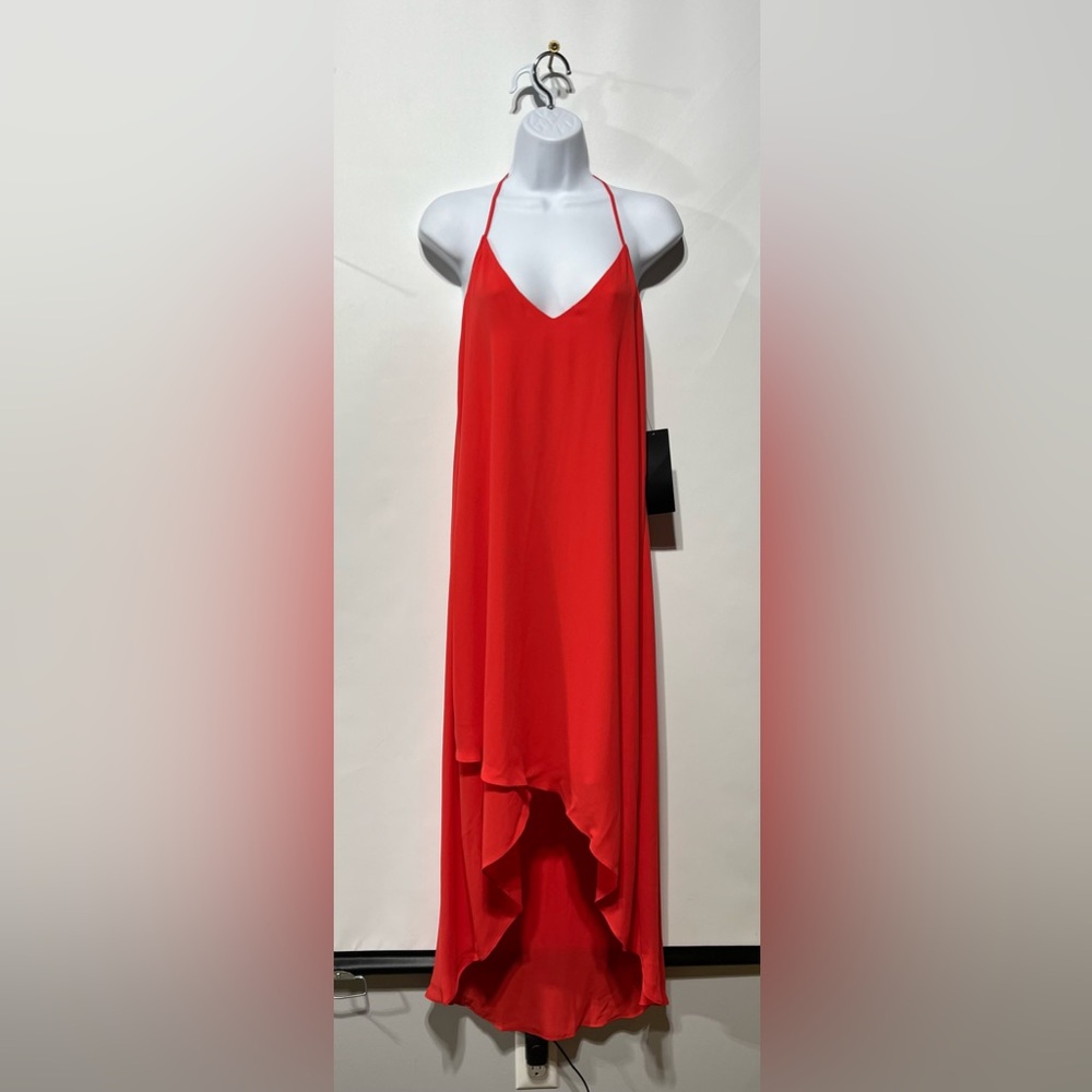 BCBGeneration Vibrant Red Midi Dress With Lace Back Size XXS‎ NWT
